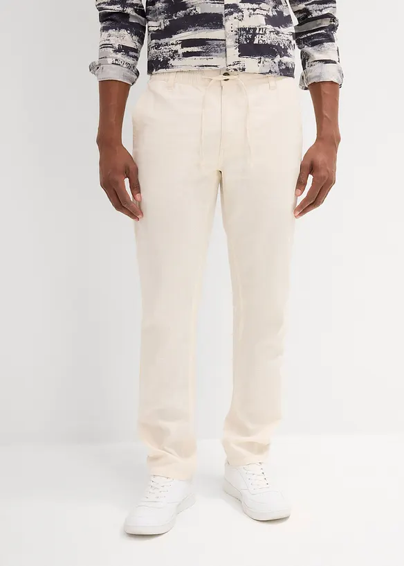 Chinos med linneandel, Regular Fit, Straight, bonprix