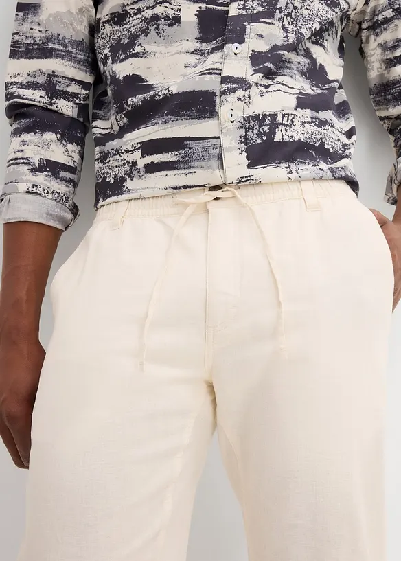 Chinos med linneandel, Regular Fit, Straight, bonprix