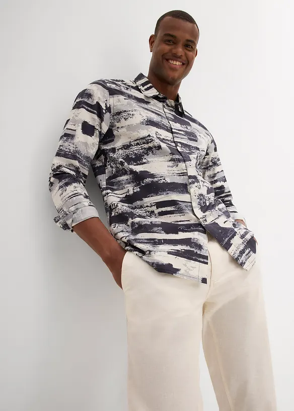Chinos med linneandel, Regular Fit, Straight, bonprix