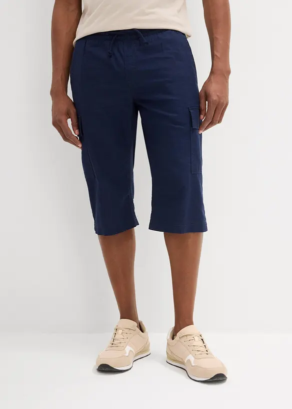 Cargobermudas med linne, Regular Fit, bonprix