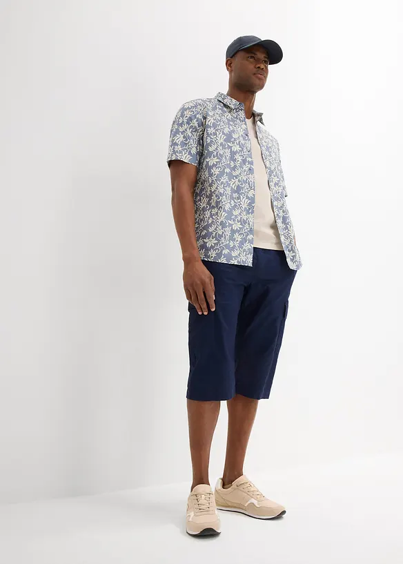 Cargobermudas med linne, Regular Fit, bonprix
