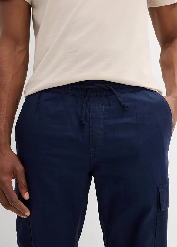 Cargobermudas med linne, Regular Fit, bonprix