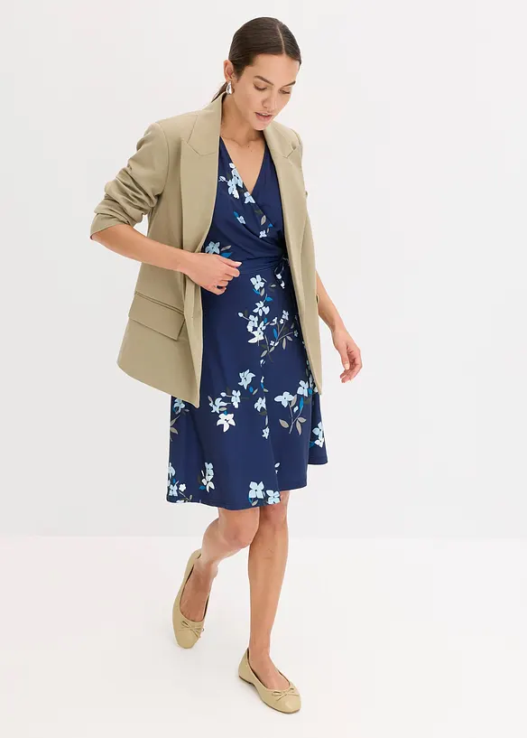 Jerseyklänning med omlottlook, bonprix