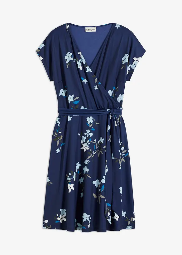 Jerseyklänning med omlottlook, bonprix