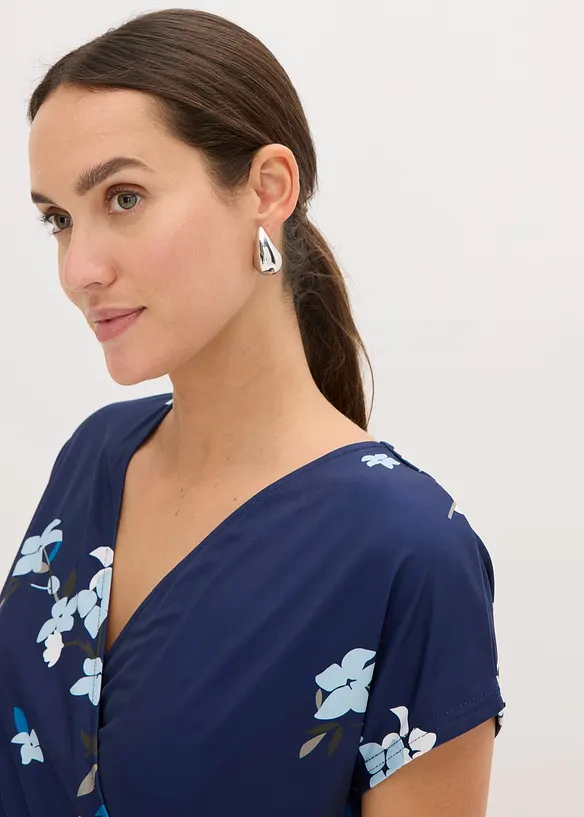 Jerseyklänning med omlottlook, bonprix