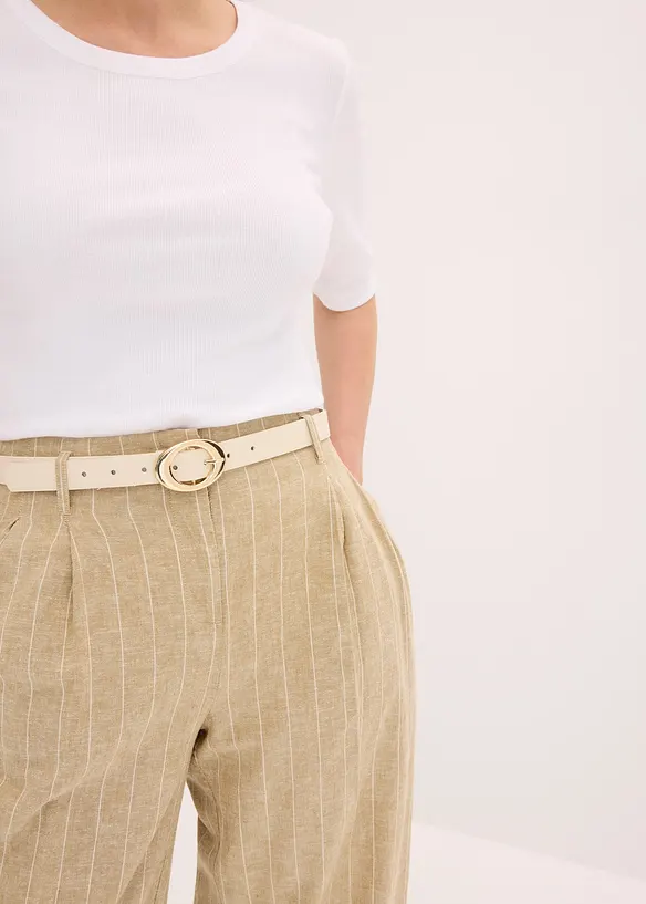 Byxa med gubbveck och lin, bonprix