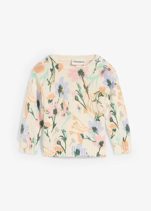 Mjuk tröja för bebis, med blommönster, bonprix