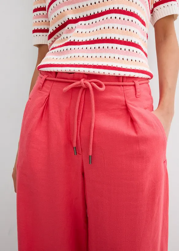 Paperbag-byxa av luftig linnemix, bonprix