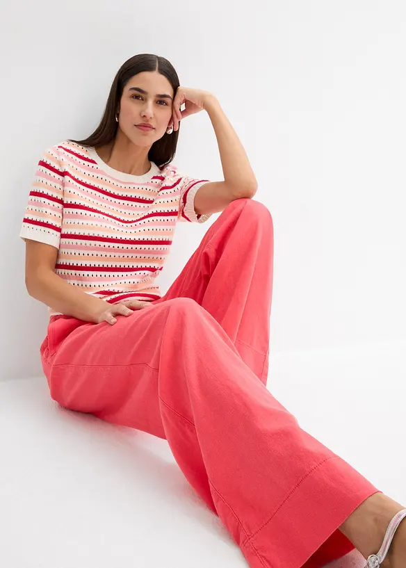 Paperbag-byxa av luftig linnemix, bonprix