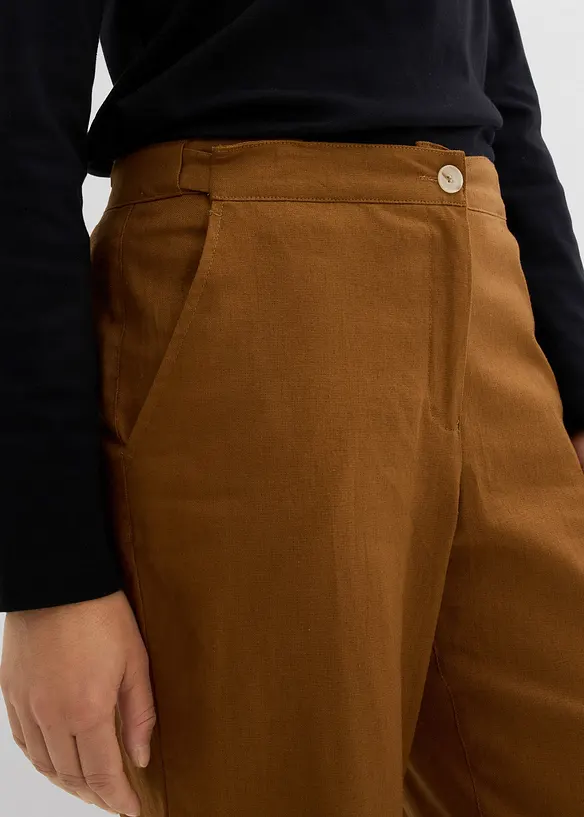 Byxa med hög midja i mix av linne och viskos, bonprix