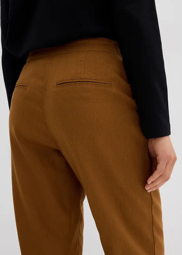 Byxa med hög midja i mix av linne och viskos, bonprix