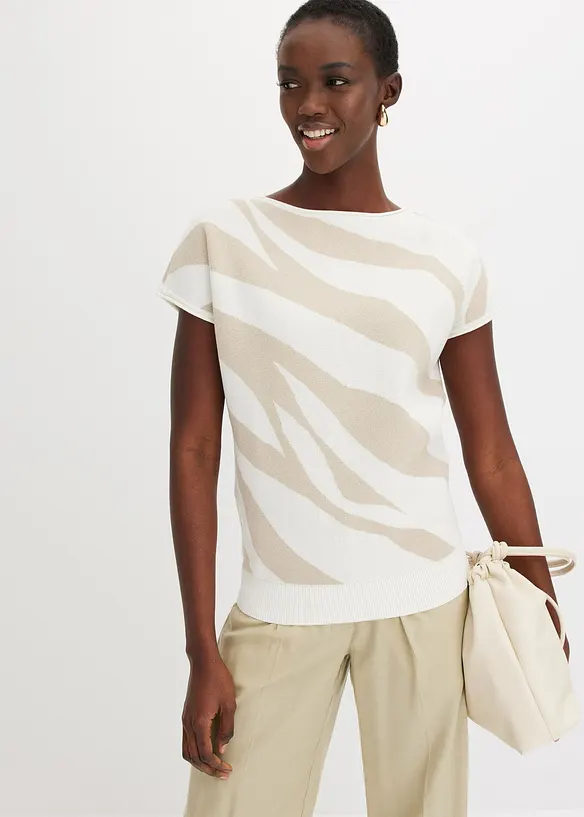 Finstickad tröja med glittergarn, bonprix