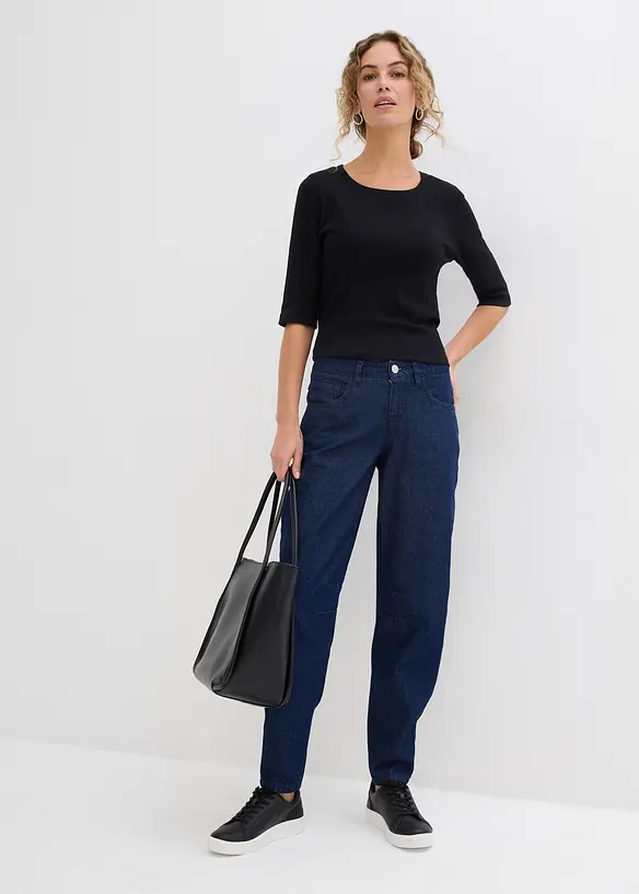 Barrel Jeans Mid Waist, ekologisk bomull, bonprix