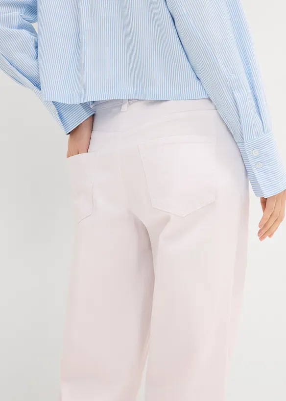 Wide Leg Jeans, Mid Waist, med knytskärp, bonprix