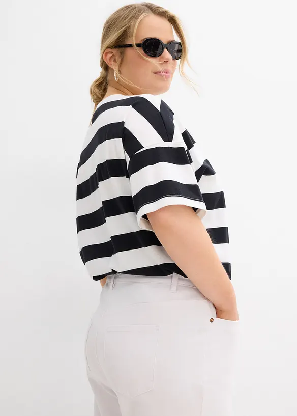 Wide Leg Jeans, Mid Waist, med knytskärp, bonprix