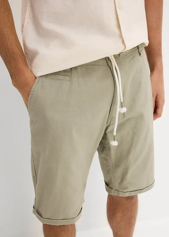 Bermudas i linneblandning med knytband, normal passform, bonprix