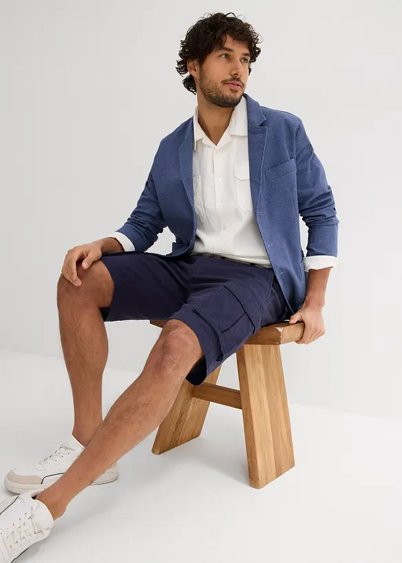 Cargobermudas med linneandel och skärp, Regular Fit, bonprix
