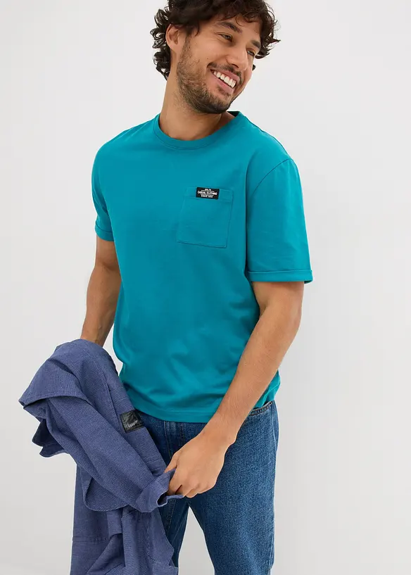 T-shirt med ficka, ren ekologisk bomull (2-pack), bonprix