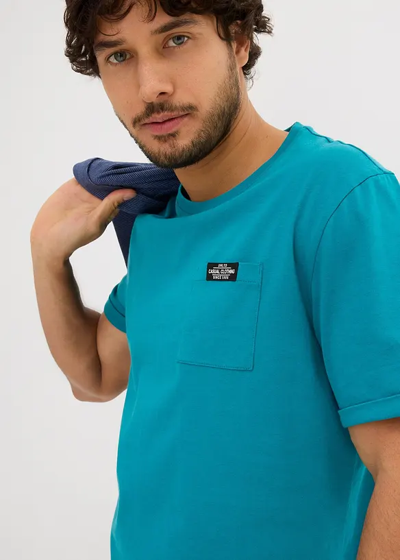 T-shirt med ficka, ren ekologisk bomull (2-pack), bonprix