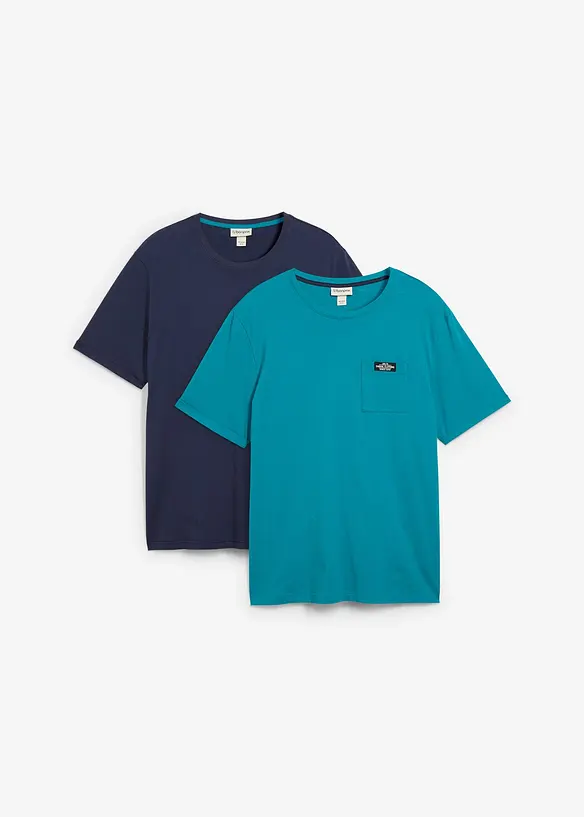 T-shirt med ficka, ren ekologisk bomull (2-pack), bonprix