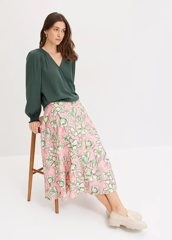 Blustunika i böljande satin, bonprix