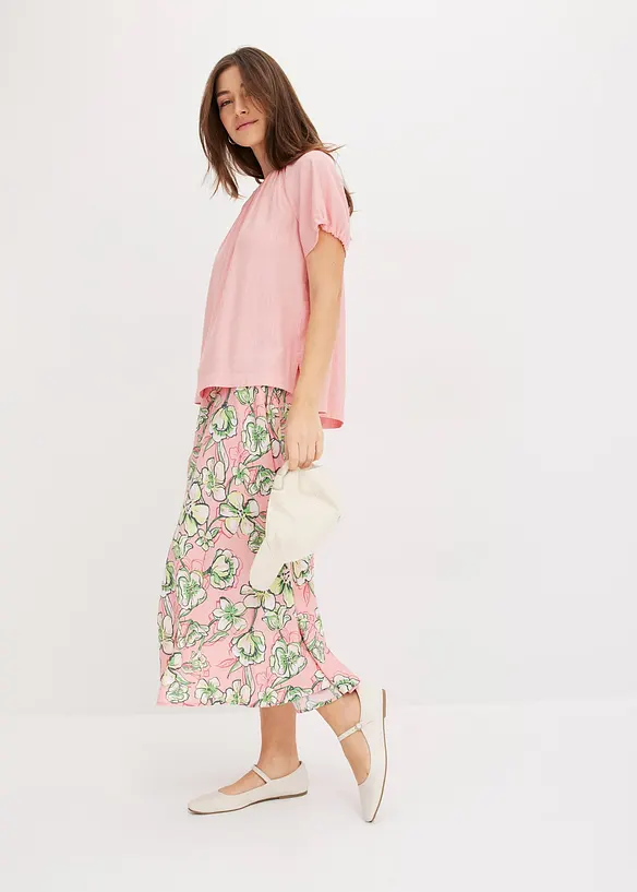 Blus av krinklat material med struktur, bonprix