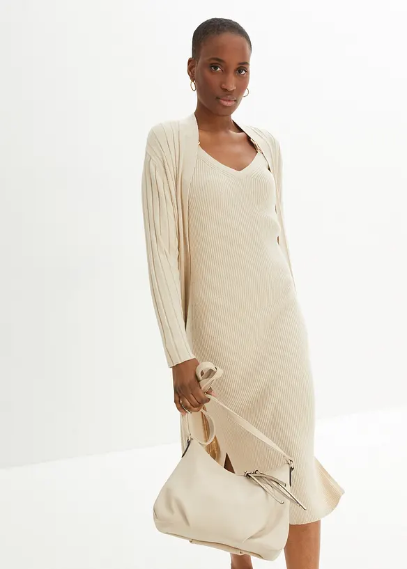 Lång cardigan med sidenandel, bonprix