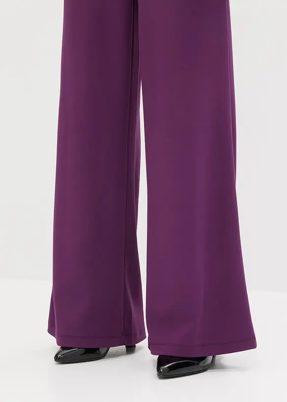 Jerseyjumpsuit med plisserade ärmar i fin chiffong, bonprix