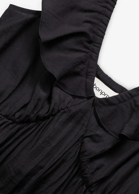 Djup urringad klänning i fin viskosmix, bonprix