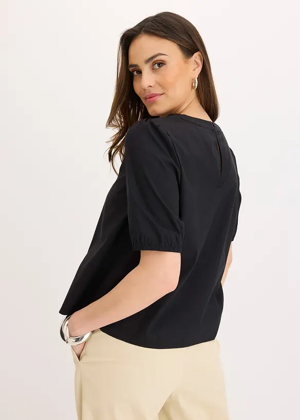Kortärmad blus med spets, bonprix