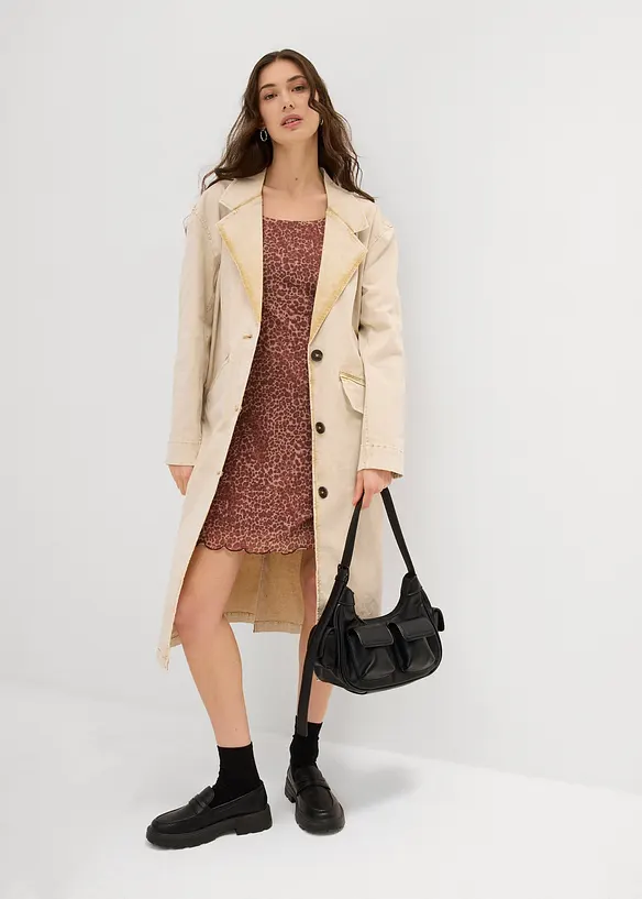 Trenchcoat av twill, bonprix