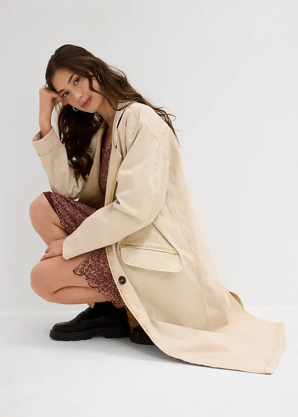 Trenchcoat av twill, bonprix
