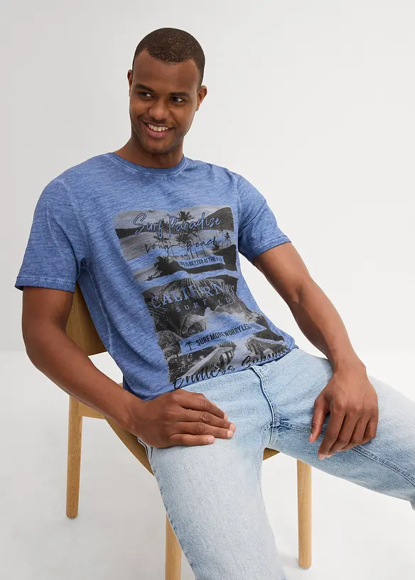 T-shirt med tvättade effekter, av ekologisk bomull, bonprix