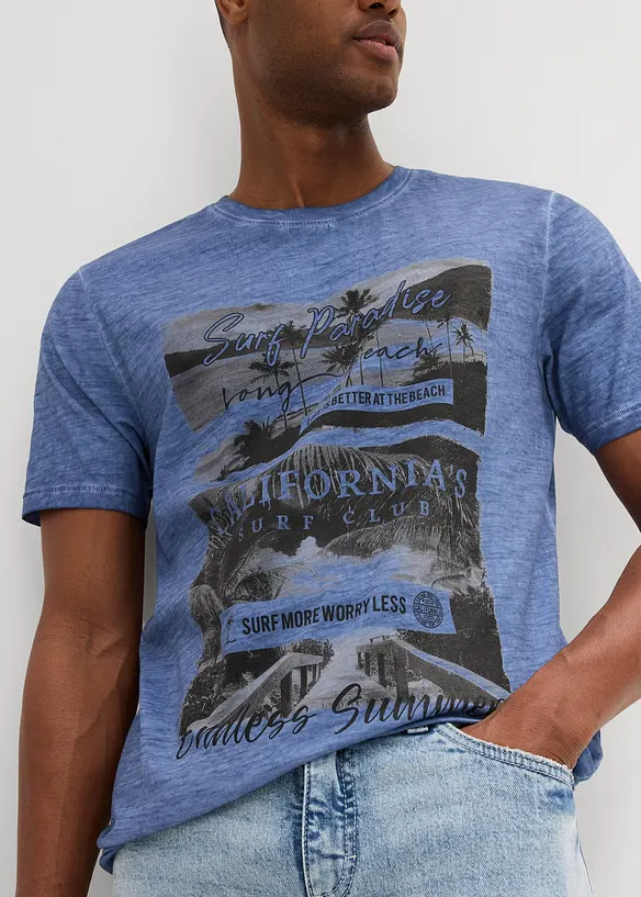 T-shirt med tvättade effekter, av ekologisk bomull, bonprix