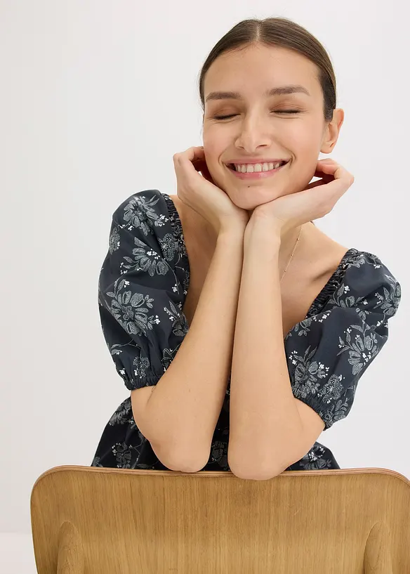 Midiklänning med puffärmar, bonprix