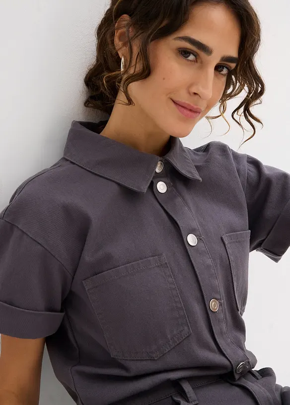 Jumpsuit med korta ben i ren bomull, bonprix