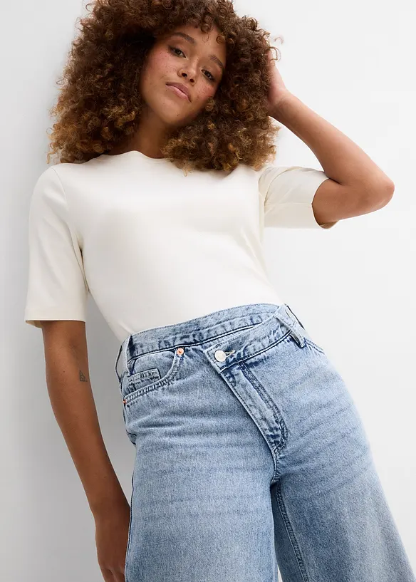 Wide Leg-jeans Mid Waist, Low Stretc, bonprix