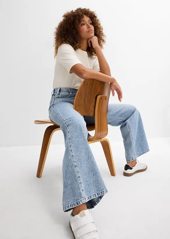 Wide Leg-jeans Mid Waist, Low Stretc, bonprix