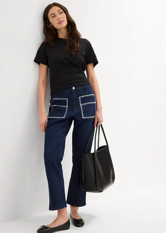 Straight Jeans High Waist, cropped, bonprix