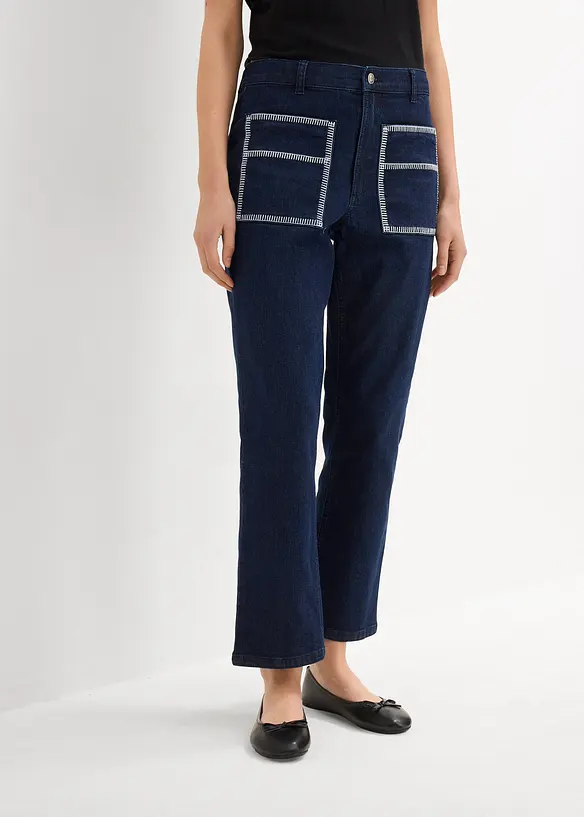 Straight Jeans High Waist, cropped, bonprix
