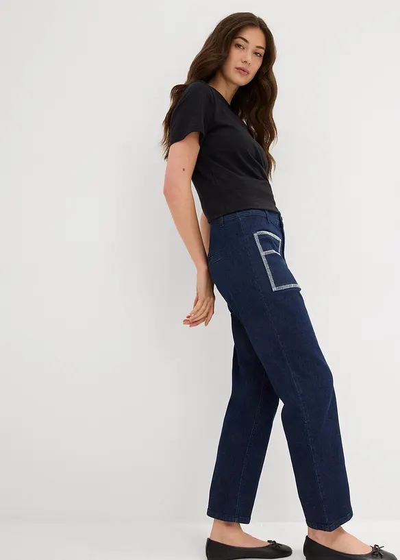Straight Jeans High Waist, cropped, bonprix