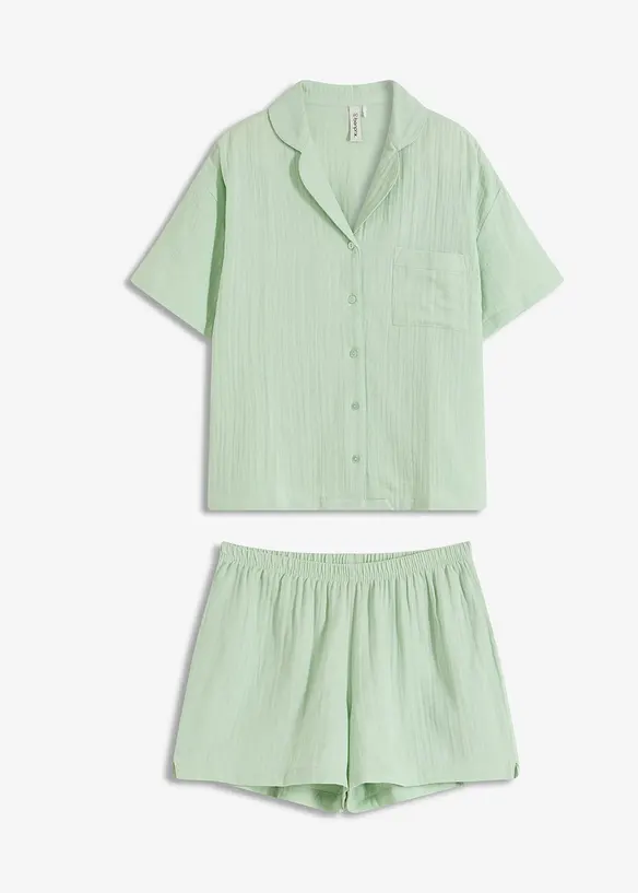 Muslinpyjamas med shorts och knappslå, bonprix