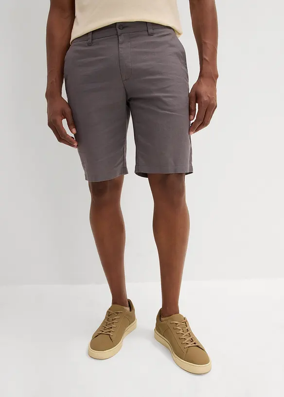 Bermudas i chinosmodell med linne, Regular Fit, bonprix