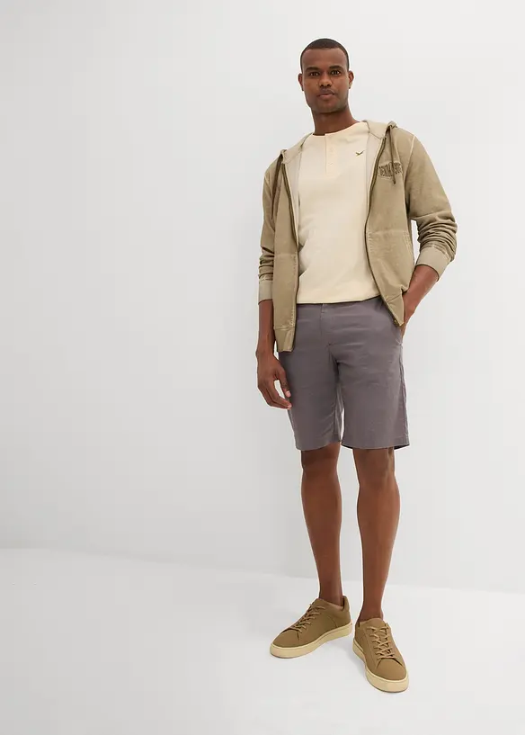 Bermudas i chinosmodell med linne, Regular Fit, bonprix