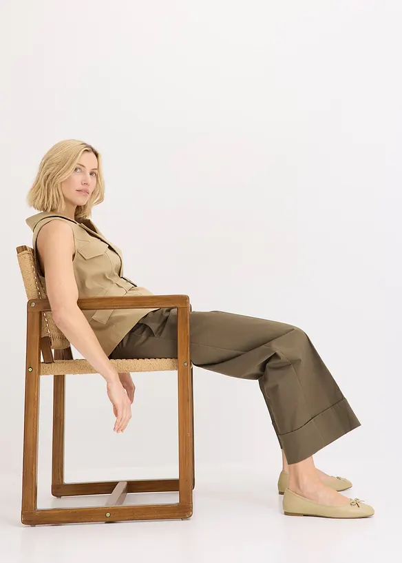 Byxa med gubbveck, av stretchigt bomullsmaterial, bonprix