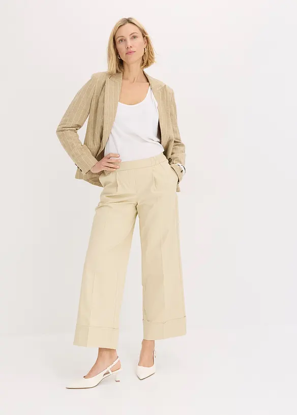 Byxa med gubbveck, av stretchigt bomullsmaterial, bonprix
