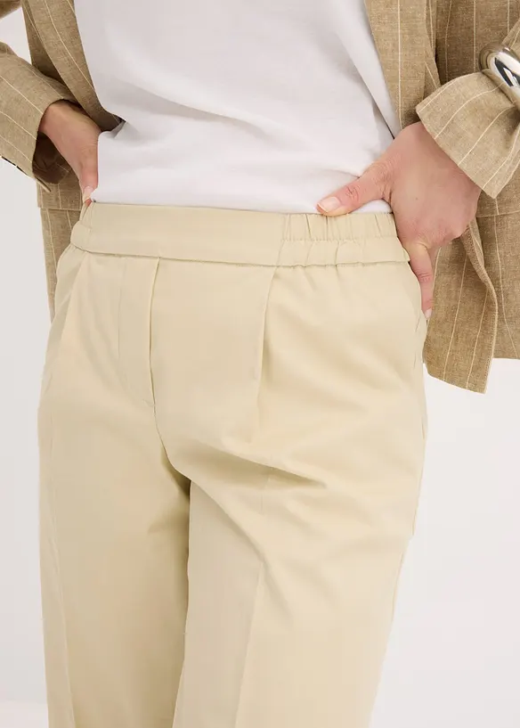Byxa med gubbveck, av stretchigt bomullsmaterial, bonprix