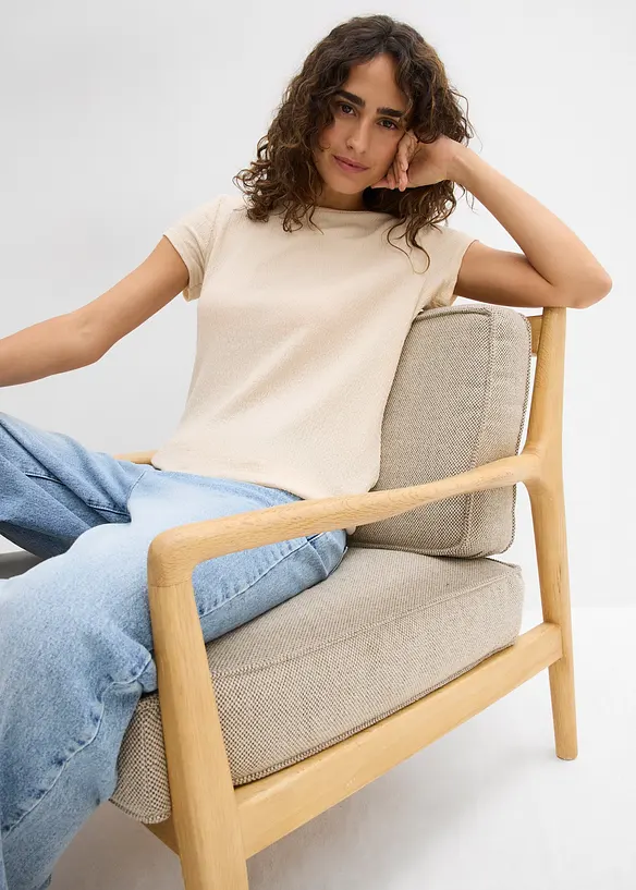T-shirt i kräppat material med struktur, bonprix