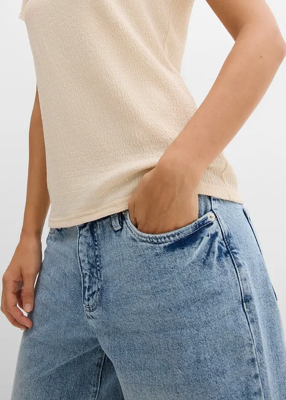T-shirt i kräppat material med struktur, bonprix
