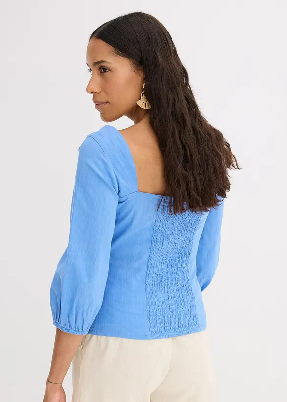 Blus med puffärmar och fina detaljer, bonprix